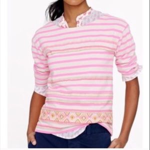 J. Crew Jared Neon Embroidered Striped Top